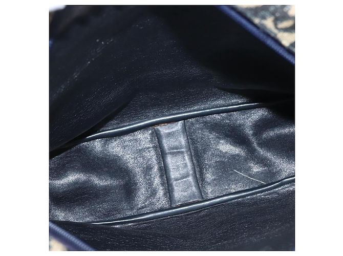 Borsa a Spalla in Tela Trotter Christian Dior Blu Navy Oro Auth 144091 D'oro - vista 17