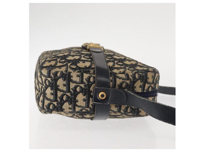Borsa a Spalla in Tela Trotter Christian Dior Blu Navy Oro Auth 144091 D'oro - vista 4
