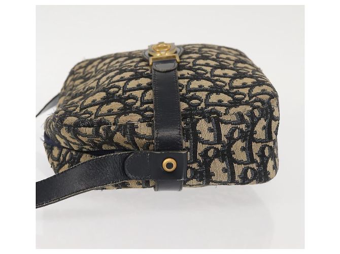 Borsa a Spalla in Tela Trotter Christian Dior Blu Navy Oro Auth 144091 D'oro - vista 5