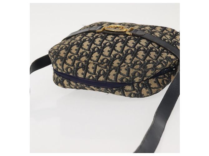 Borsa a Spalla in Tela Trotter Christian Dior Blu Navy Oro Auth 144091 D'oro - vista 6