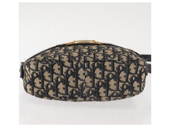 Borsa a Spalla in Tela Trotter Christian Dior Blu Navy Oro Auth 144091 D'oro - vista 9