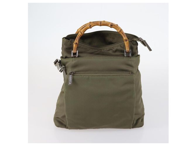 GUCCI Bamboo Web Sherry Line Tasche aus Leder und Canvas 6 Set Beige Schwarz Auth bs29373 Khaki - vue 13