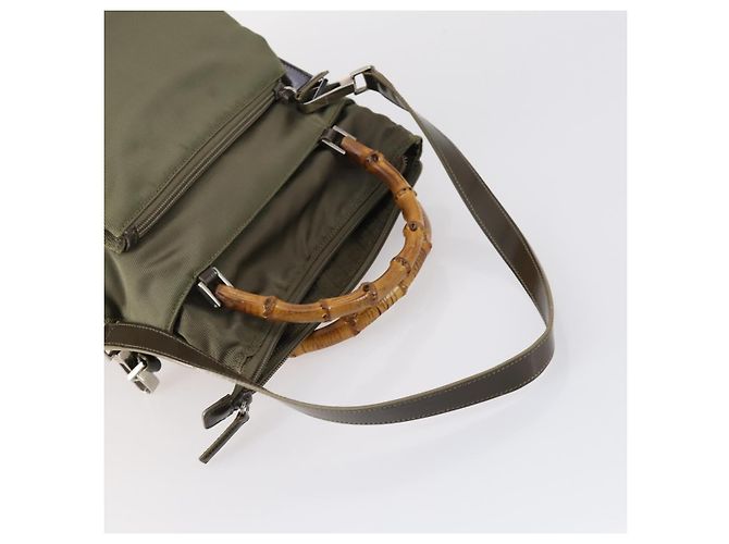 GUCCI Bamboo Web Sherry Line Tasche aus Leder und Canvas 6 Set Beige Schwarz Auth bs29373 Khaki - vue 15