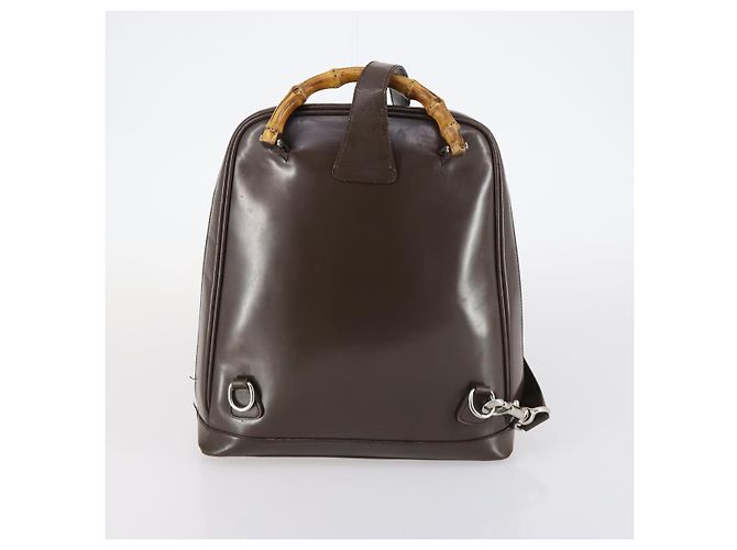 GUCCI Bamboo Web Sherry Line Tasche aus Leder und Canvas 6 Set Beige Schwarz Auth bs29373 Khaki - vue 24