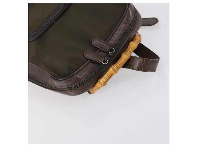 GUCCI Bamboo Web Sherry Line Tasche aus Leder und Canvas 6 Set Beige Schwarz Auth bs29373 Khaki - vue 25