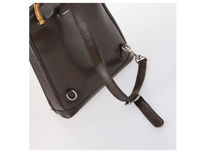 GUCCI Bamboo Web Sherry Line Tasche aus Leder und Canvas 6 Set Beige Schwarz Auth bs29373 Khaki - vue 26