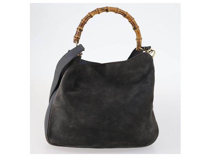 GUCCI Bamboo Web Sherry Line Tasche aus Leder und Canvas 6 Set Beige Schwarz Auth bs29373 Khaki - vue 8