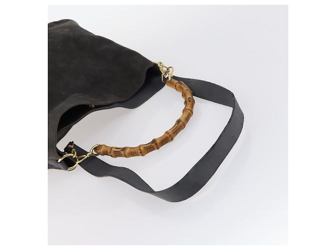 GUCCI Bamboo Web Sherry Line Tasche aus Leder und Canvas 6 Set Beige Schwarz Auth bs29373 Khaki - vue 9