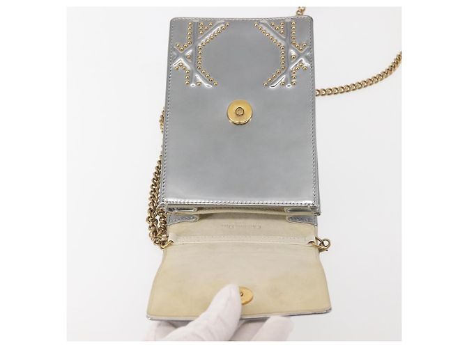 Borsa a Spalla con Catena Christian Dior Smalto Argento Auth 128918 - vista 16