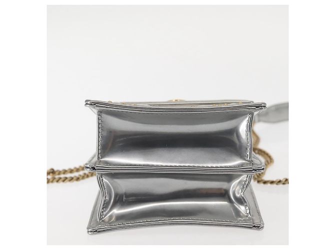 Borsa a Spalla con Catena Christian Dior Smalto Argento Auth 128918 - vista 9
