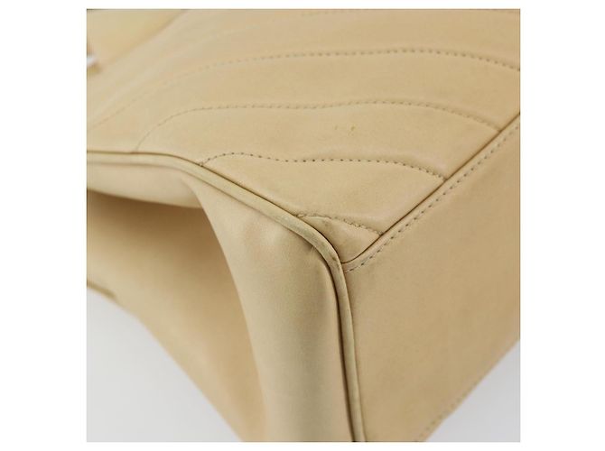 CHANEL Borsa a Mano V Stitch in Pelle di Agnello Beige Oro CC Auth 128926 D'oro - vista 11