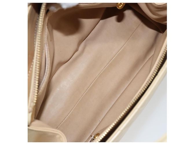 CHANEL Borsa a Mano V Stitch in Pelle di Agnello Beige Oro CC Auth 128926 D'oro - vista 16