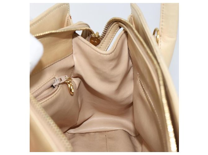 CHANEL Borsa a Mano V Stitch in Pelle di Agnello Beige Oro CC Auth 128926 D'oro - vista 17