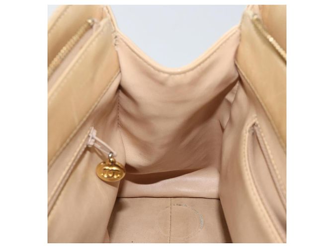 CHANEL Borsa a Mano V Stitch in Pelle di Agnello Beige Oro CC Auth 128926 D'oro - vista 18