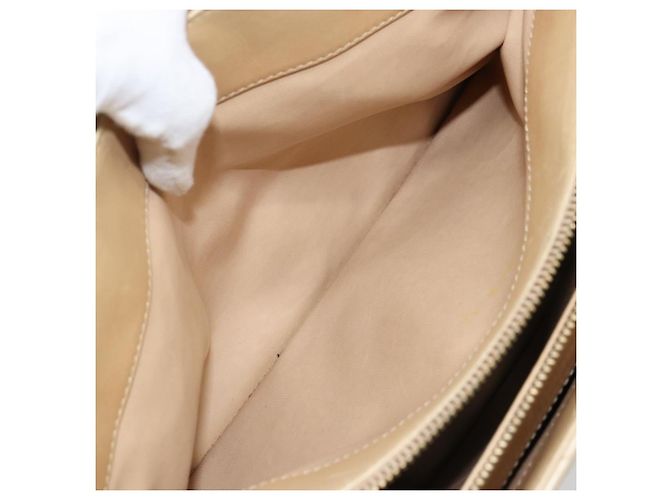 CHANEL Borsa a Mano V Stitch in Pelle di Agnello Beige Oro CC Auth 128926 D'oro - vista 20