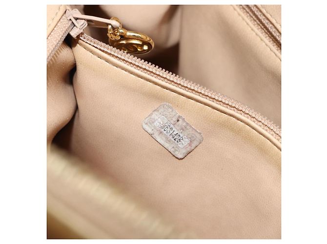 CHANEL Borsa a Mano V Stitch in Pelle di Agnello Beige Oro CC Auth 128926 D'oro - vista 21