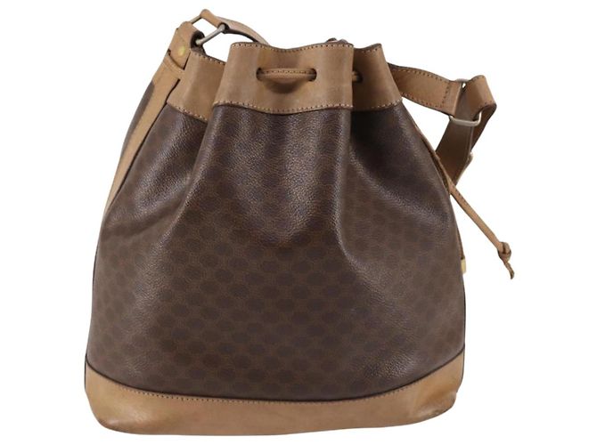 Céline Borsa a Spalla in Tela Macadam CELINE in Pelle PVC Marrone Auth gh633 - vista 3