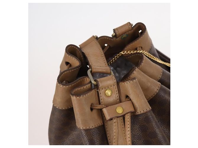 Céline Borsa a Spalla in Tela Macadam CELINE in Pelle PVC Marrone Auth gh633 - vista 6