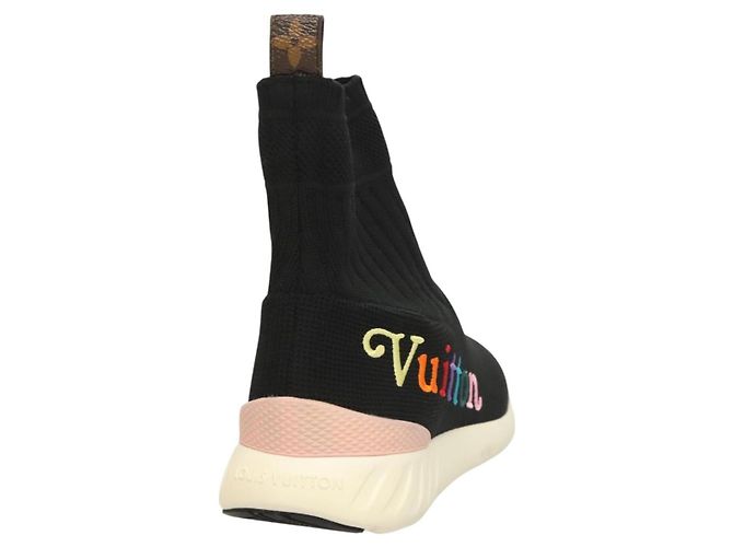 LOUIS VUITTON Calzini Sneakers Dopo Partita Cotone Nero LV Auth 133282 - vista 3