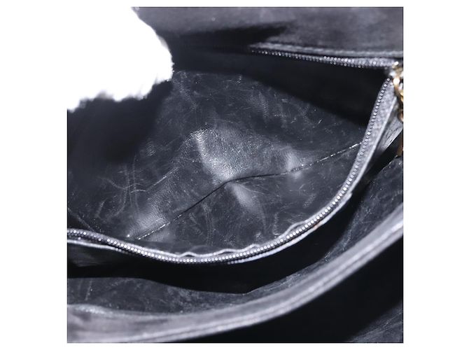 Borsa a Spalla Gancini in Pelle Scamosciata Nera e Oro Salvatore Ferragamo Auth 142668 Nero D'oro - vista 11