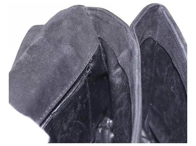 Borsa a Spalla Gancini in Pelle Scamosciata Nera e Oro Salvatore Ferragamo Auth 142668 Nero D'oro - vista 20