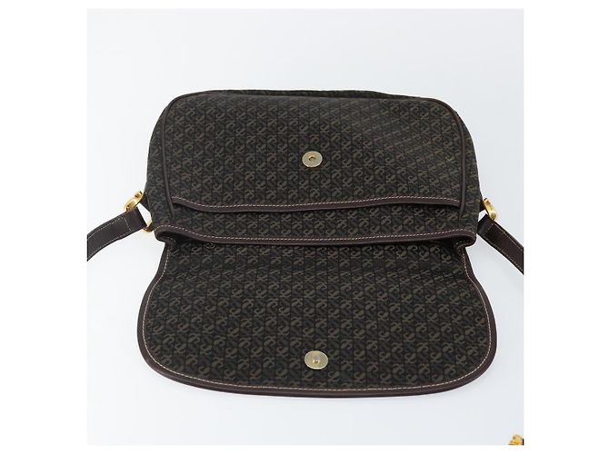 LOEWE Borsa a Spalla Anagram Tela Marrone Oro Auth SW1553 D'oro - vista 10