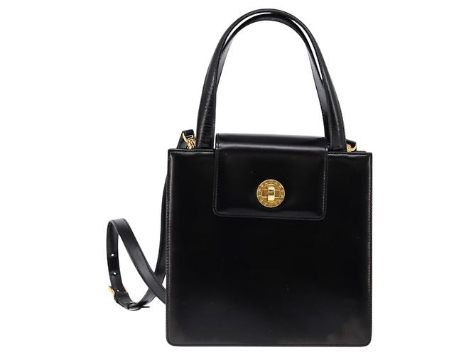 Bulgari Bolsa de mão BVLGARI em couro 2 em 1 ouro preto Auth bs29102 Dourado - vista 13