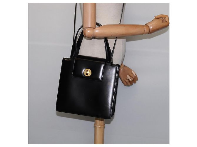 Bulgari Bolsa de mão BVLGARI em couro 2 em 1 ouro preto Auth bs29102 Dourado - vista 24