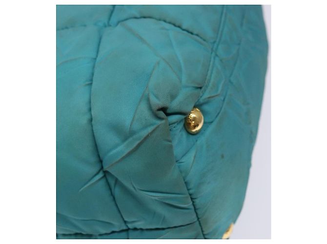Borsa a Spalla PRADA Nylon Blu Oro Auth 141518 D'oro - vista 16
