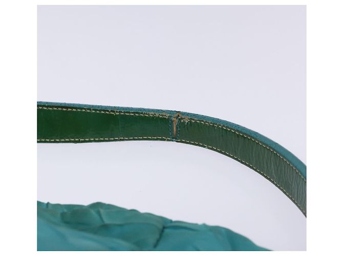 Borsa a Spalla PRADA Nylon Blu Oro Auth 141518 D'oro - vista 8