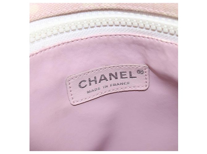 CHANEL Borsa Tote Alta Estate Canvas Rosa Argento CC Auth 142684 - vista 18