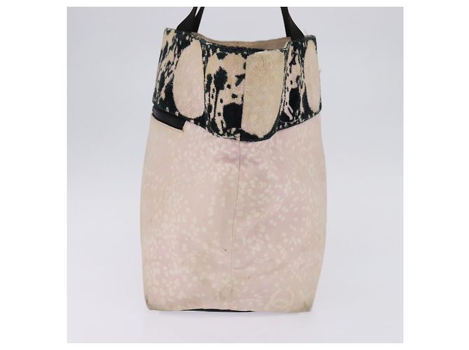 CHANEL Borsa Tote Alta Estate Canvas Rosa Argento CC Auth 142684 - vista 4