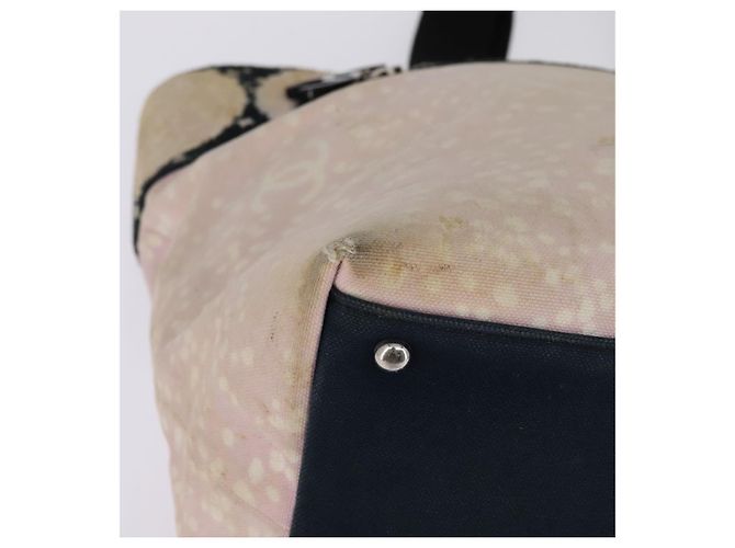 CHANEL Borsa Tote Alta Estate Canvas Rosa Argento CC Auth 142684 - vista 8