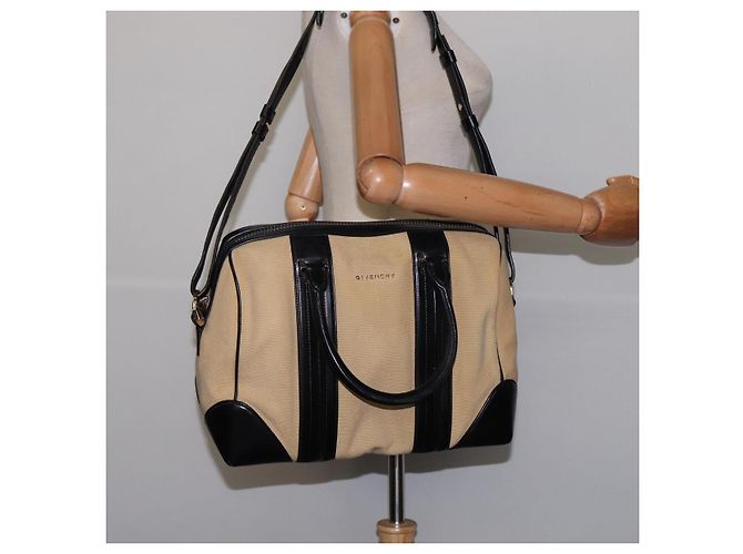 Borsa a Mano GIVENCHY Lucrezia in Tela e Pelle 2 in 1 Beige Oro Auth SW1524 D'oro - vista 23
