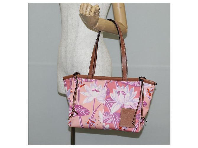 LOEWE Bolsa Tote Anagram de Lona Rosa Auth 134869M - vista 23