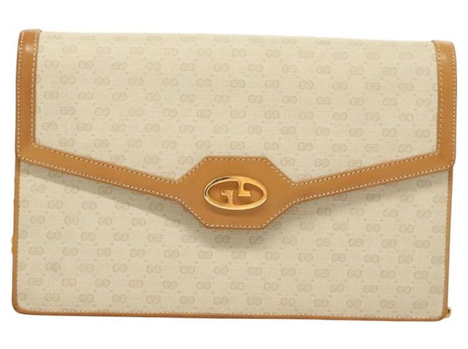 Gucci Borsa a Spalla con Catena Micro GG Supreme PVC Bianco Oro Auth BA3303 D'oro - vista 2
