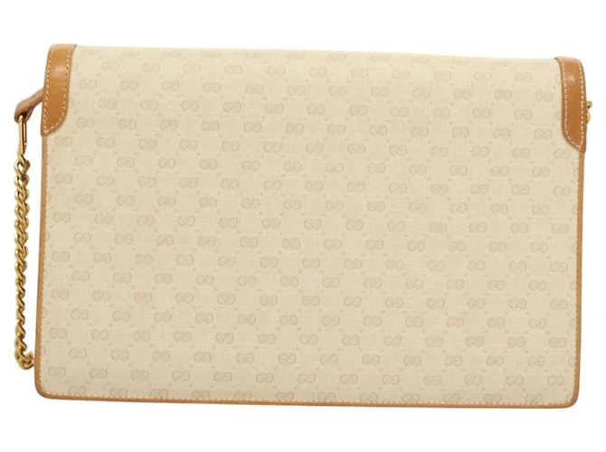 Gucci Borsa a Spalla con Catena Micro GG Supreme PVC Bianco Oro Auth BA3303 D'oro - vista 3