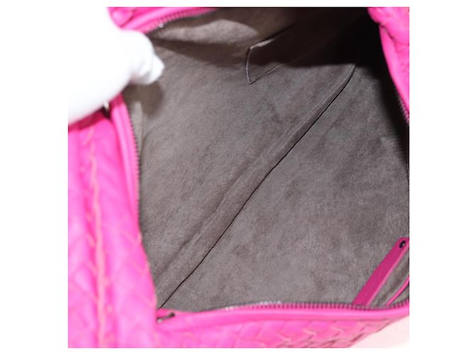 Autre Marque BORSA Hobo INTRECCIATO IN PELLE ROSA ARGENTO AUTH 143823V - vista 10