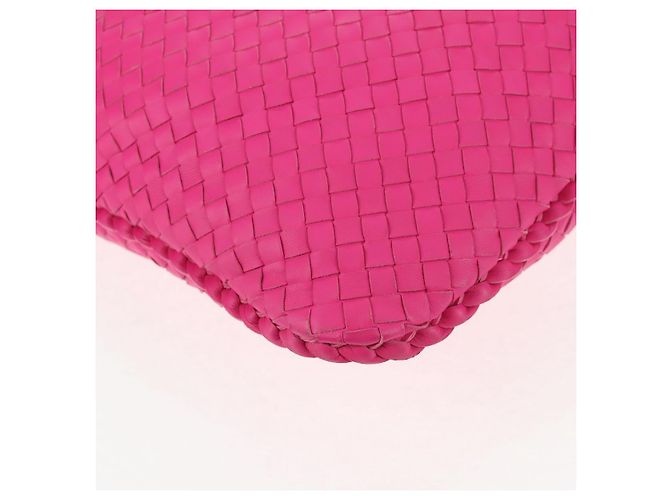 Autre Marque BORSA Hobo INTRECCIATO IN PELLE ROSA ARGENTO AUTH 143823V - vista 16