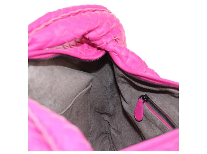 Autre Marque BORSA Hobo INTRECCIATO IN PELLE ROSA ARGENTO AUTH 143823V - vista 20
