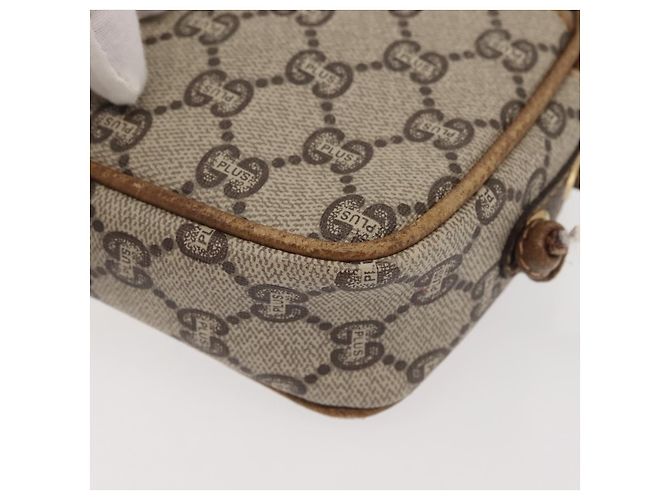 Borsa a Spalla GUCCI GG Plus Supreme in Pelle PVC Beige Oro Auth th6320 D'oro - vista 12