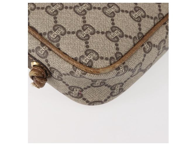 Borsa a Spalla GUCCI GG Plus Supreme in Pelle PVC Beige Oro Auth th6320 D'oro - vista 13