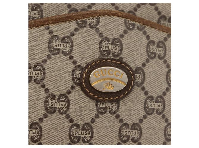 Borsa a Spalla GUCCI GG Plus Supreme in Pelle PVC Beige Oro Auth th6320 D'oro - vista 16