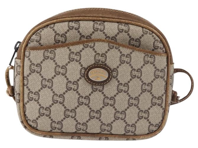 Borsa a Spalla GUCCI GG Plus Supreme in Pelle PVC Beige Oro Auth th6320 D'oro - vista 2