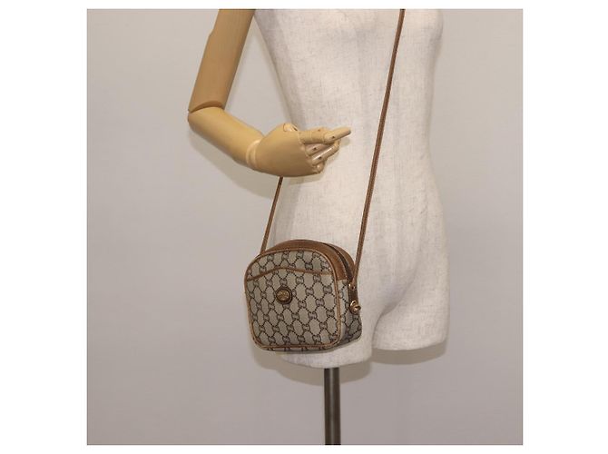 Borsa a Spalla GUCCI GG Plus Supreme in Pelle PVC Beige Oro Auth th6320 D'oro - vista 22