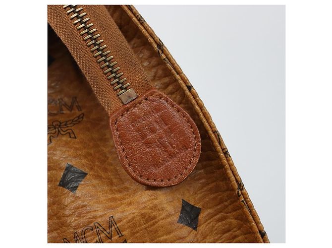 Borsa Clutch MCM Logogram Vicetos in Pelle PVC Marrone Oro Auth am9104 D'oro - vista 12