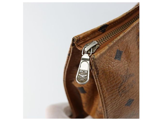 Borsa Clutch MCM Logogram Vicetos in Pelle PVC Marrone Oro Auth am9104 D'oro - vista 14