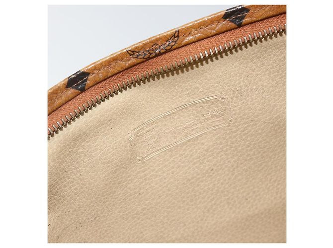 Borsa Clutch MCM Logogram Vicetos in Pelle PVC Marrone Oro Auth am9104 D'oro - vista 15