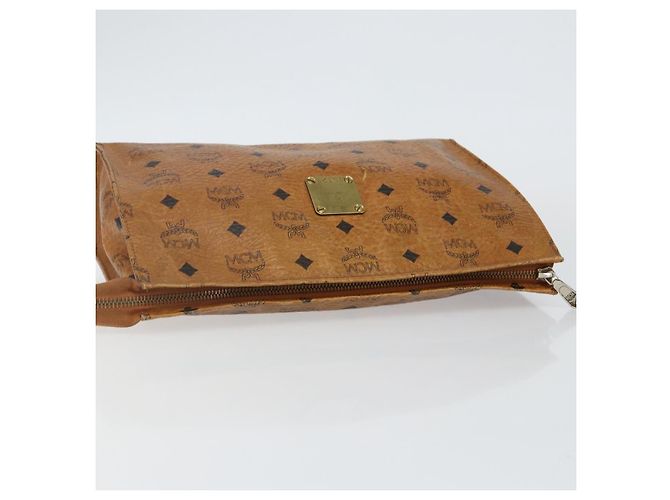 Borsa Clutch MCM Logogram Vicetos in Pelle PVC Marrone Oro Auth am9104 D'oro - vista 6