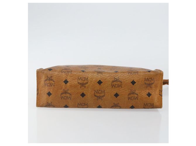 Borsa Clutch MCM Logogram Vicetos in Pelle PVC Marrone Oro Auth am9104 D'oro - vista 7